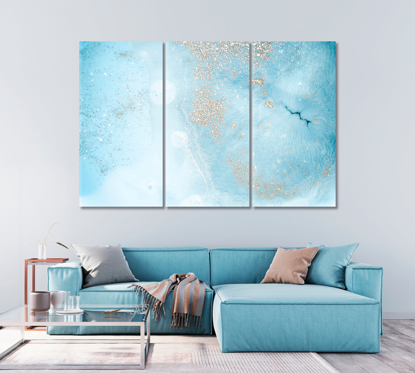 Abstract Soft Blue Curls of Marble Canvas Print-Canvas Print-CetArt-1 Panel-24x16 inches-CetArt