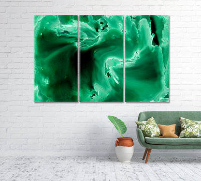 Abstract Waves of Green Marble Canvas Print-Canvas Print-CetArt-1 Panel-24x16 inches-CetArt