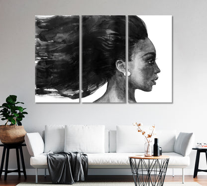 Beautiful African Woman in Black and White Canvas Print-Canvas Print-CetArt-1 Panel-24x16 inches-CetArt