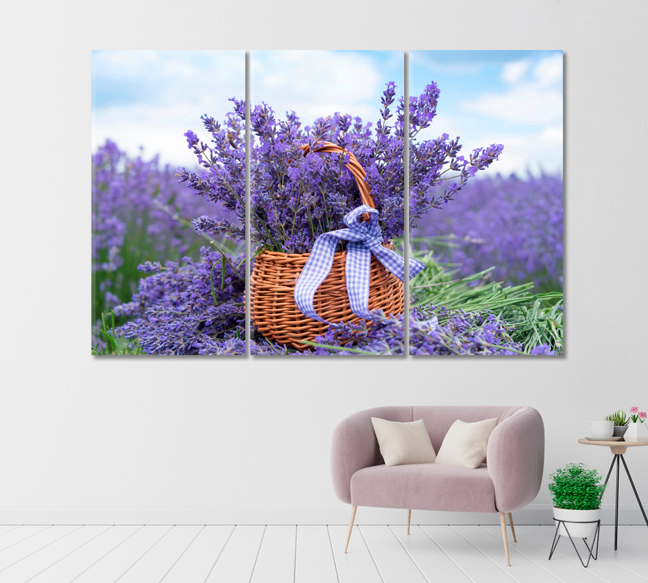 Lavender Bouquet in Wicker Basket Canvas Print-Canvas Print-CetArt-1 Panel-24x16 inches-CetArt