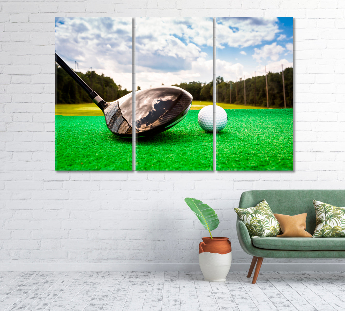 Golf Ball and Putter Canvas Print-Canvas Print-CetArt-1 Panel-24x16 inches-CetArt