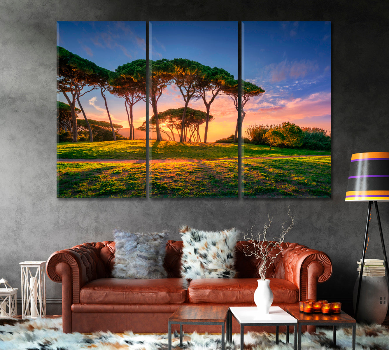 Seaside Pines at Sunset Canvas Print-Canvas Print-CetArt-1 Panel-24x16 inches-CetArt