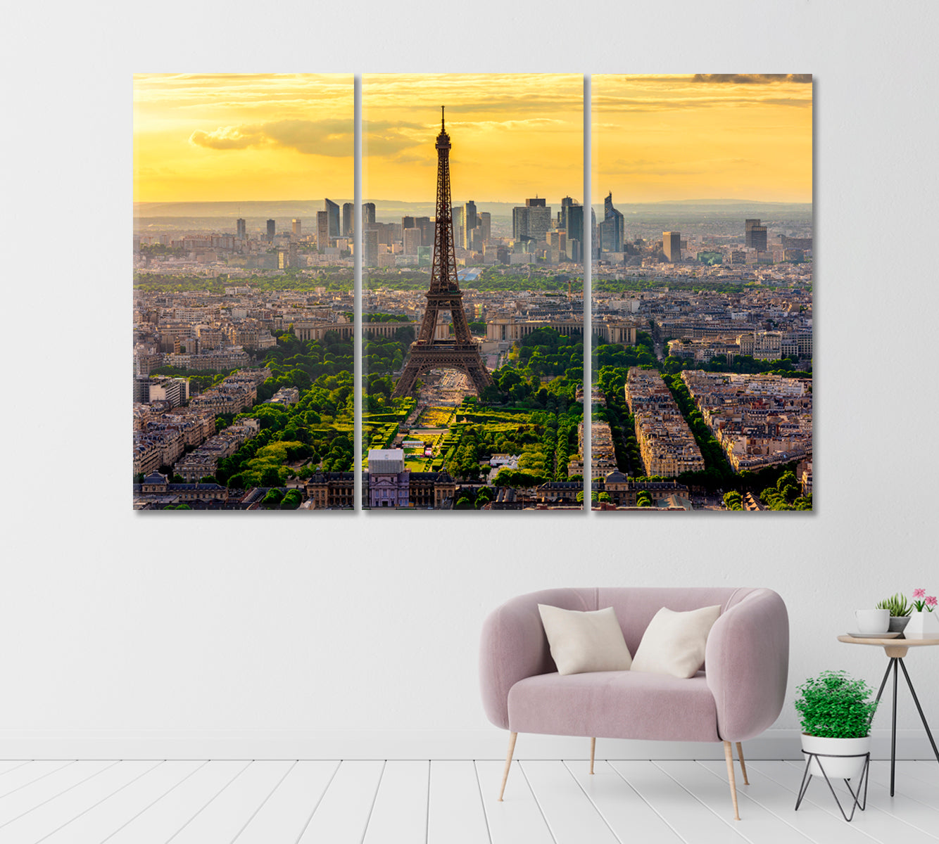 Skyline of Paris with Eiffel Tower at Sunset Canvas Print-Canvas Print-CetArt-1 Panel-24x16 inches-CetArt