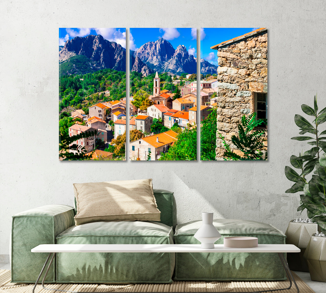 Evisa Village at Mountains Corsica Island Canvas Print-Canvas Print-CetArt-1 Panel-24x16 inches-CetArt