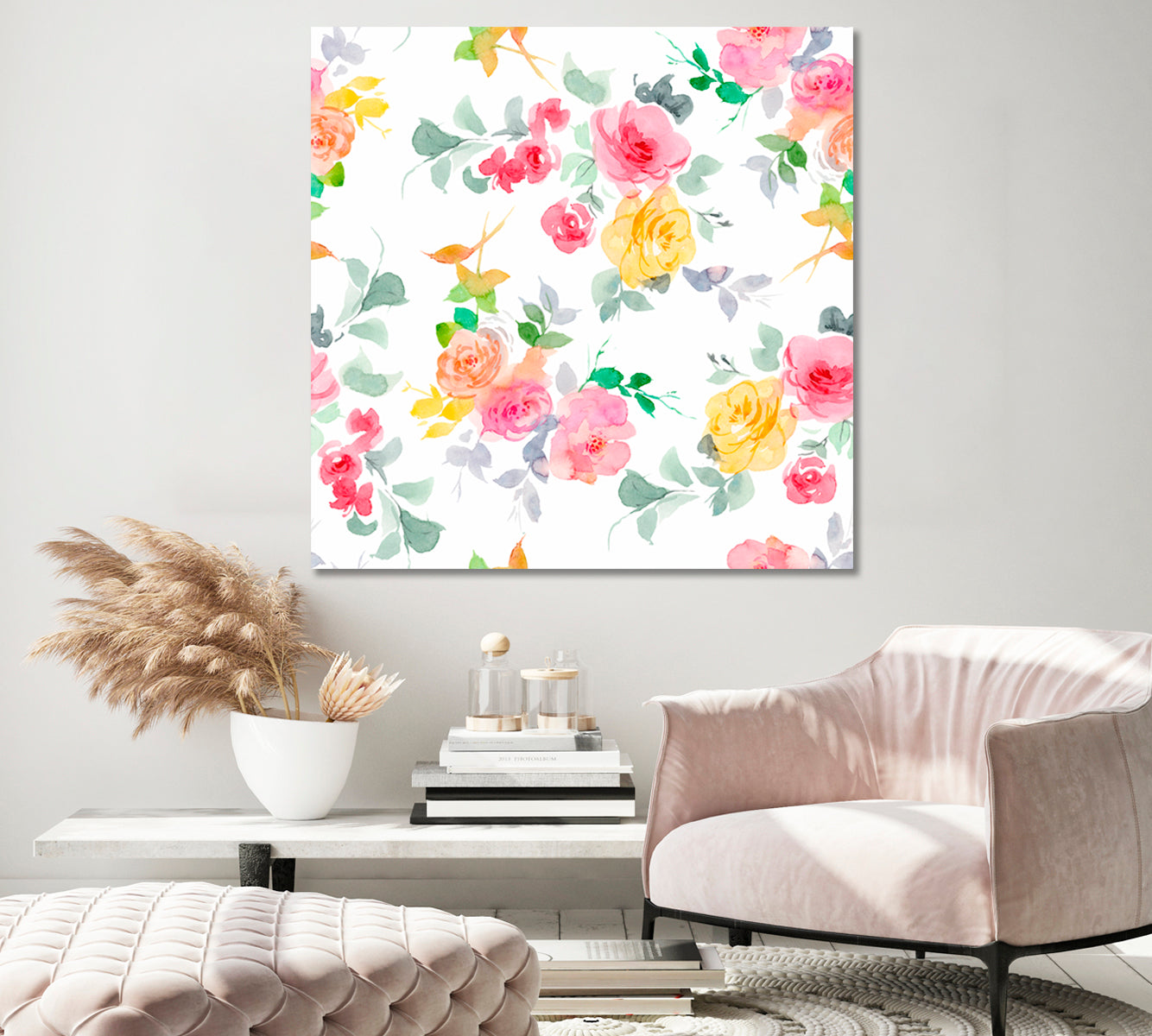 Pastel Abstract Roses Canvas Print-Canvas Print-CetArt-1 panel-12x12 inches-CetArt