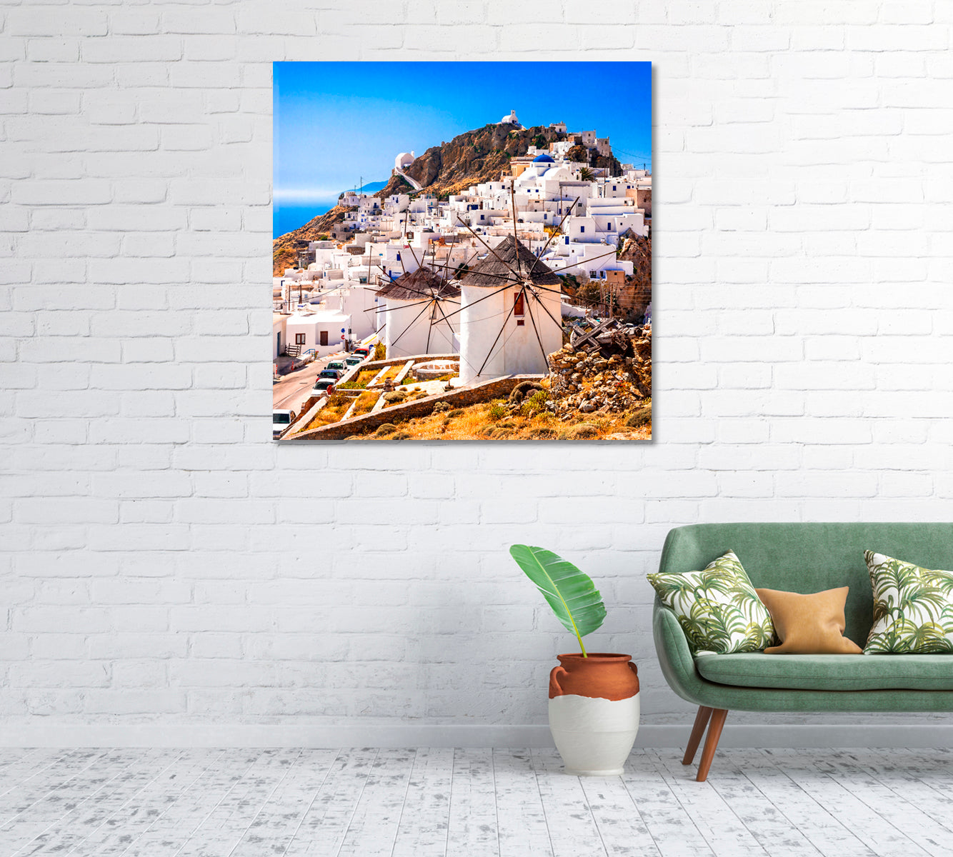 Serifos Island Chora Village and Windmills Greece Canvas Print-Canvas Print-CetArt-1 panel-12x12 inches-CetArt