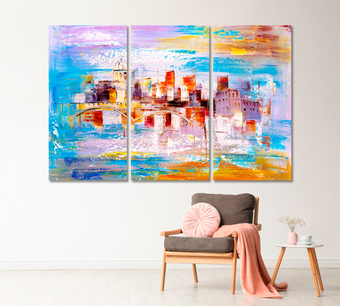 Prague Czech Republic Abstract Multicolor Skyline Canvas Print-Canvas Print-CetArt-1 Panel-24x16 inches-CetArt