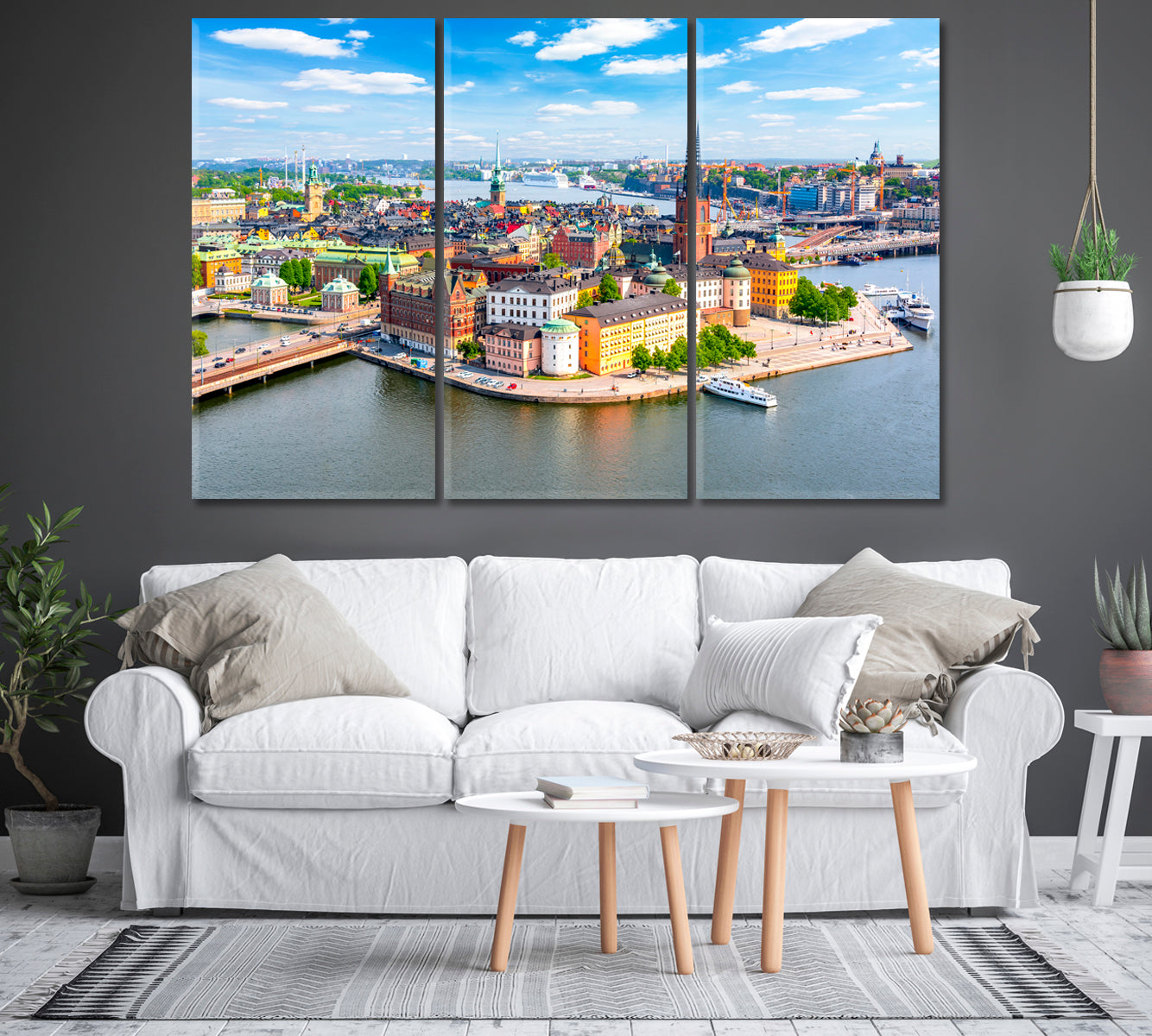 Aerial Panorama of Stockholm Sweden Canvas Print-Canvas Print-CetArt-1 Panel-24x16 inches-CetArt