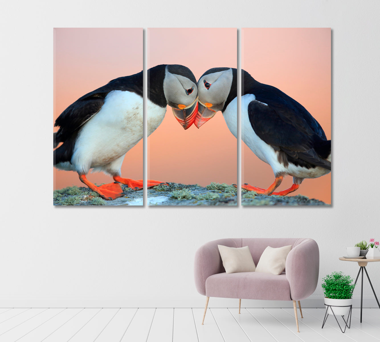 Pair of Atlantic Puffins Canvas Print-Canvas Print-CetArt-1 Panel-24x16 inches-CetArt