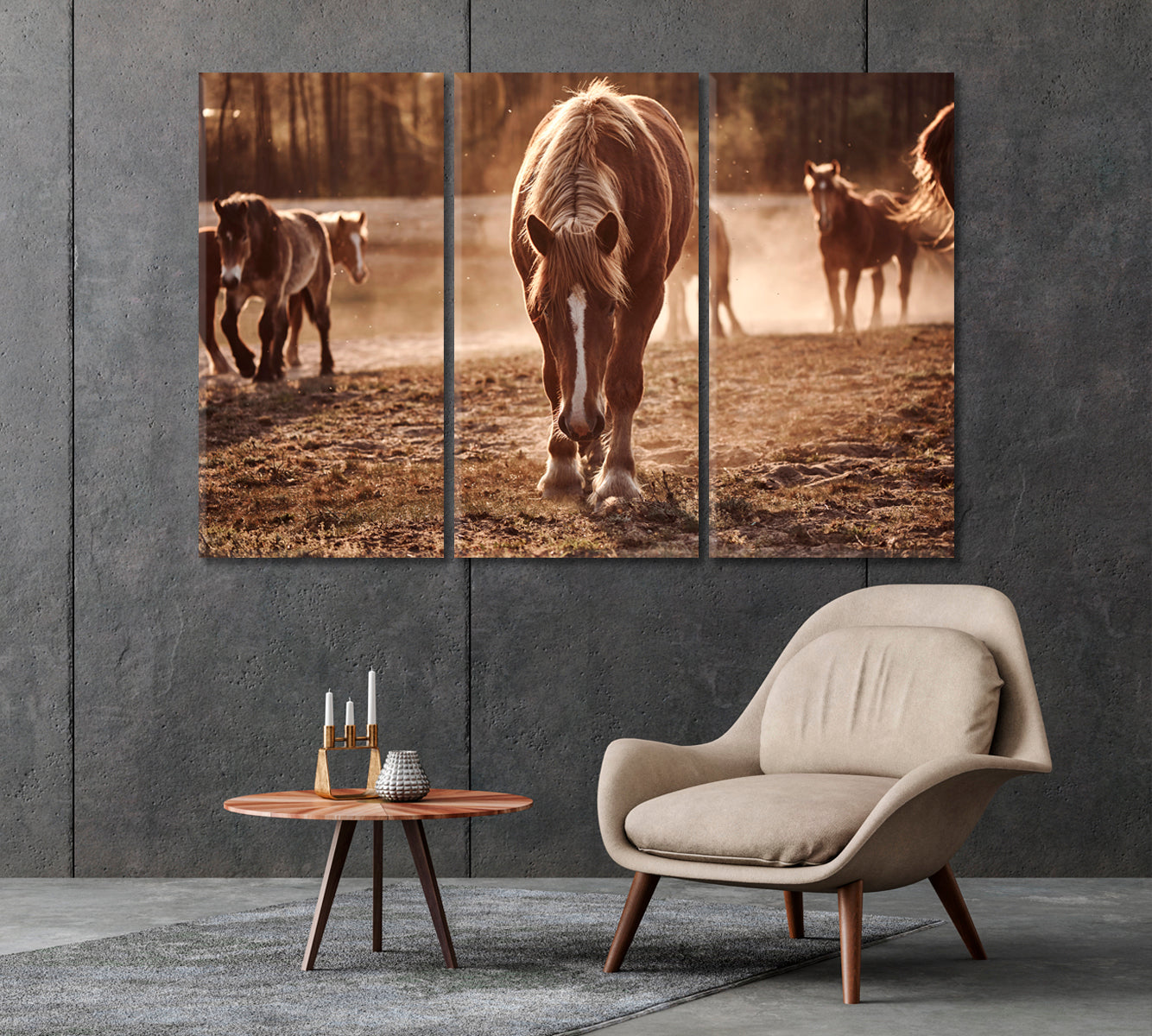 Stunningly Beautiful Herd of Horses Canvas Print-Canvas Print-CetArt-1 Panel-24x16 inches-CetArt