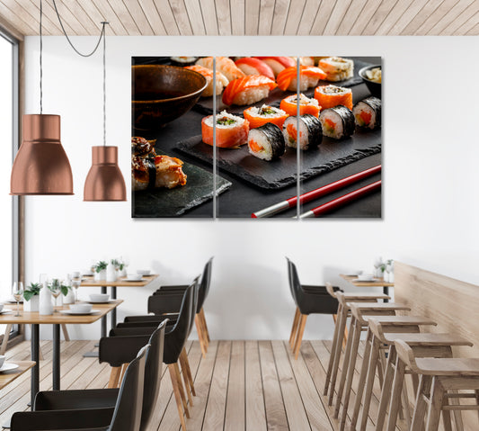 Different Kinds of Sushi Rolls Canvas Print-Canvas Print-CetArt-1 Panel-24x16 inches-CetArt