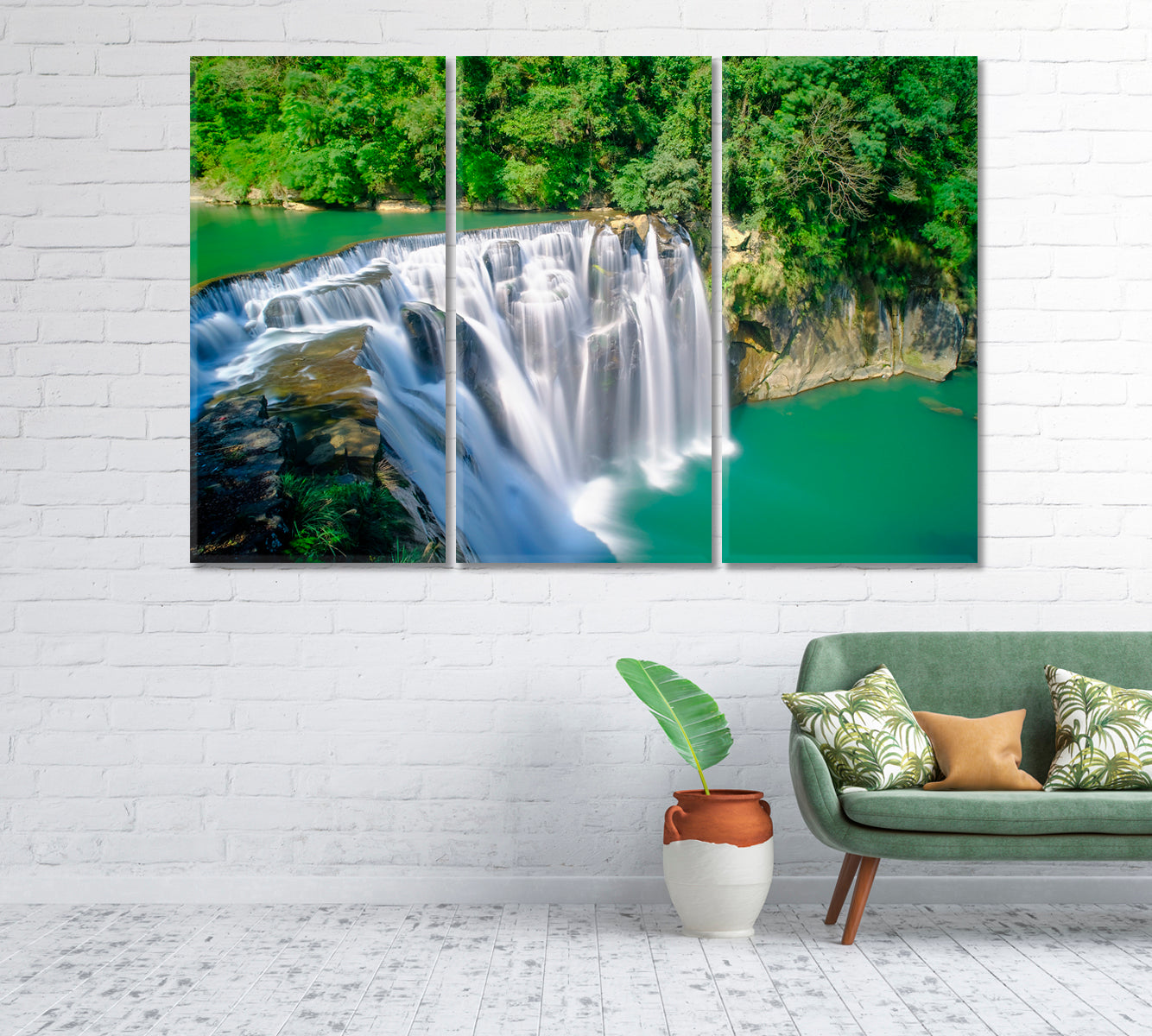 Shifen Waterfall Famous Natural Landscape Taiwan Canvas Print-Canvas Print-CetArt-1 Panel-24x16 inches-CetArt