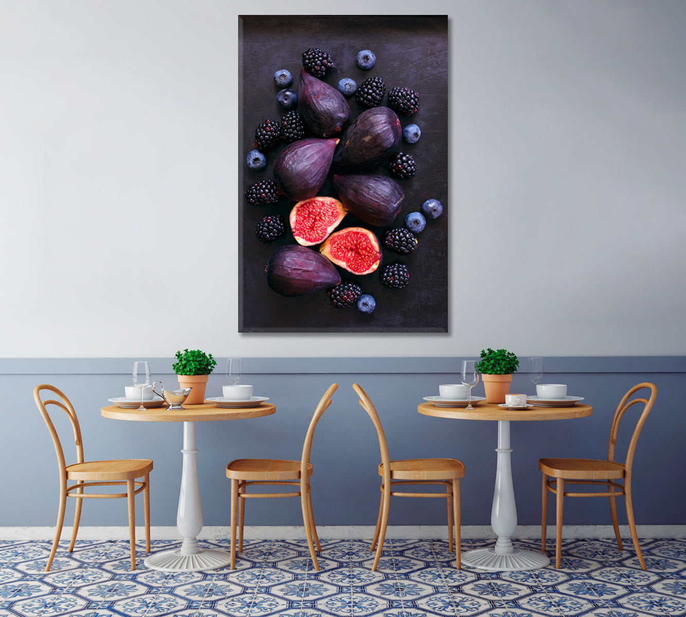 Figs Blackberries and Blueberries Canvas Print-Canvas Print-CetArt-1 panel-16x24 inches-CetArt