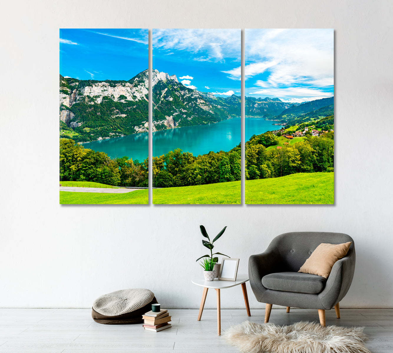 Walensee Lake Switzerland Landscape Canvas Print-Canvas Print-CetArt-1 Panel-24x16 inches-CetArt