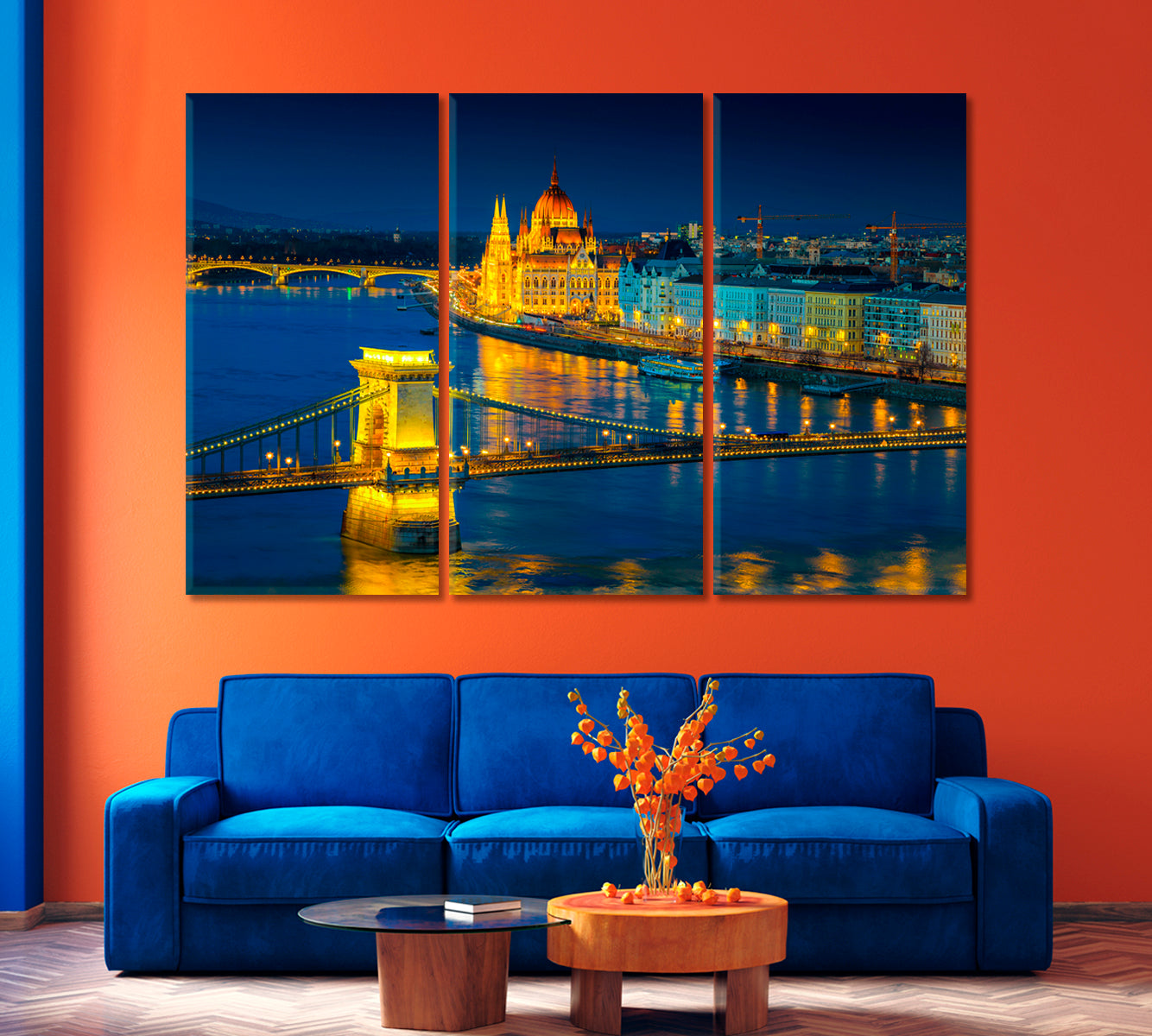 Chain Bridge and Hungarian Parliament Building in Budapest Canvas Print-Canvas Print-CetArt-1 Panel-24x16 inches-CetArt