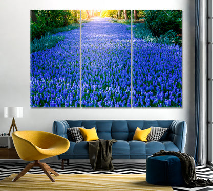 Amazing Bluebonnets Field in Forest Canvas Print-Canvas Print-CetArt-1 Panel-24x16 inches-CetArt