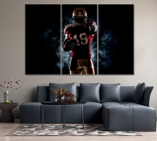 American Football Player in Dark Canvas Print-Canvas Print-CetArt-1 Panel-24x16 inches-CetArt