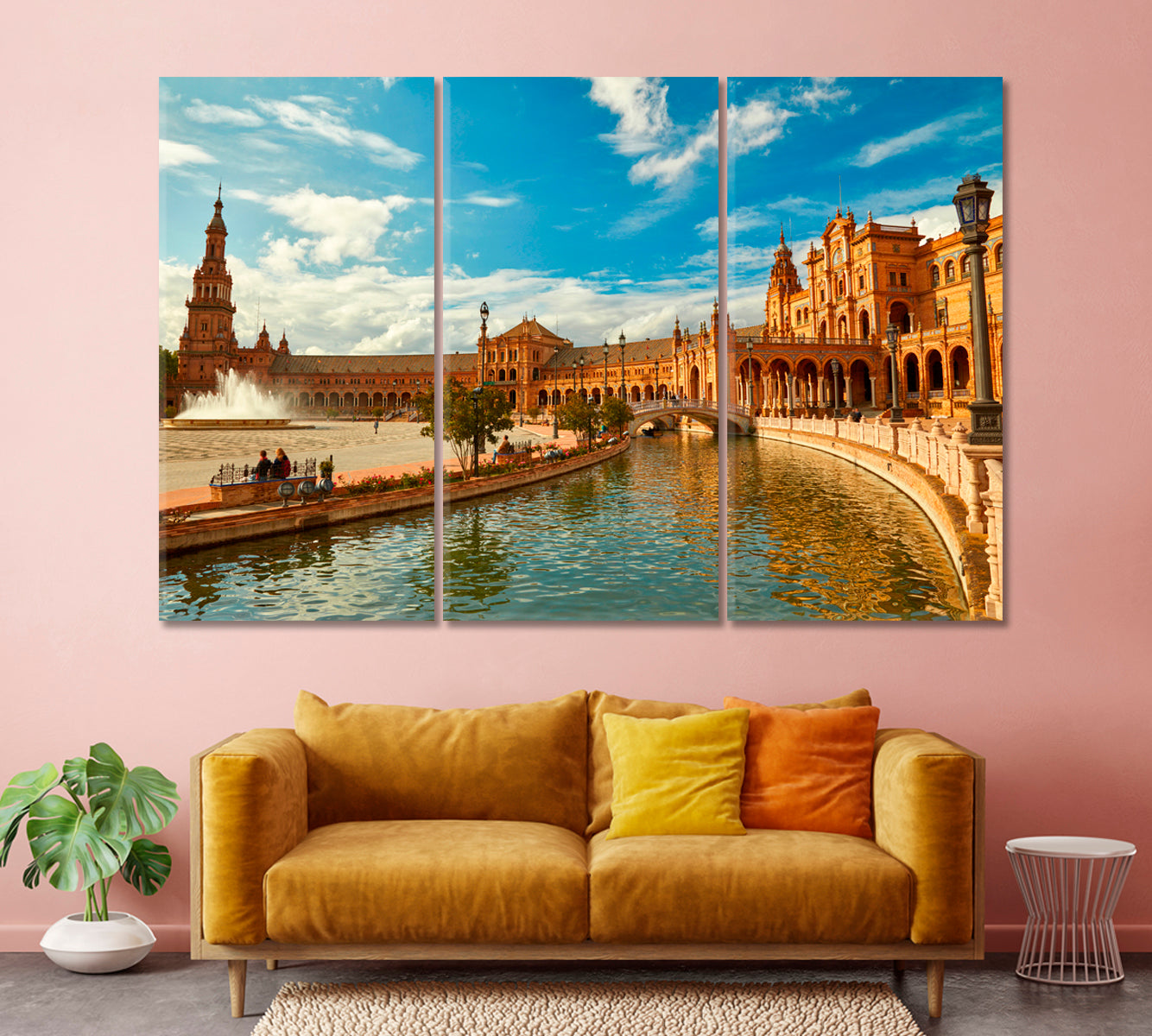 Spain Square in Seville Canvas Print-Canvas Print-CetArt-1 Panel-24x16 inches-CetArt