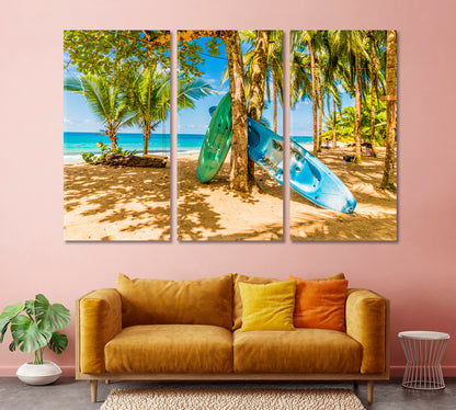 Canoe on Punta Uva Beach Costa Rica Canvas Print-Canvas Print-CetArt-1 Panel-24x16 inches-CetArt