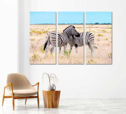 Family of African Zebras Canvas Print-Canvas Print-CetArt-1 Panel-24x16 inches-CetArt