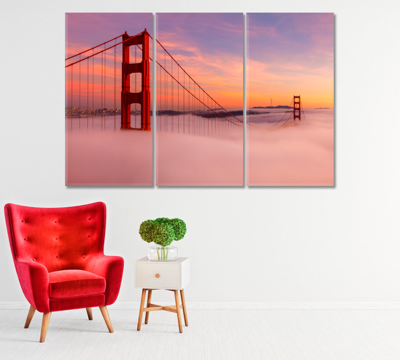 Golden Gate Bridge in the Fog San Francisco Canvas Print-Canvas Print-CetArt-1 Panel-24x16 inches-CetArt