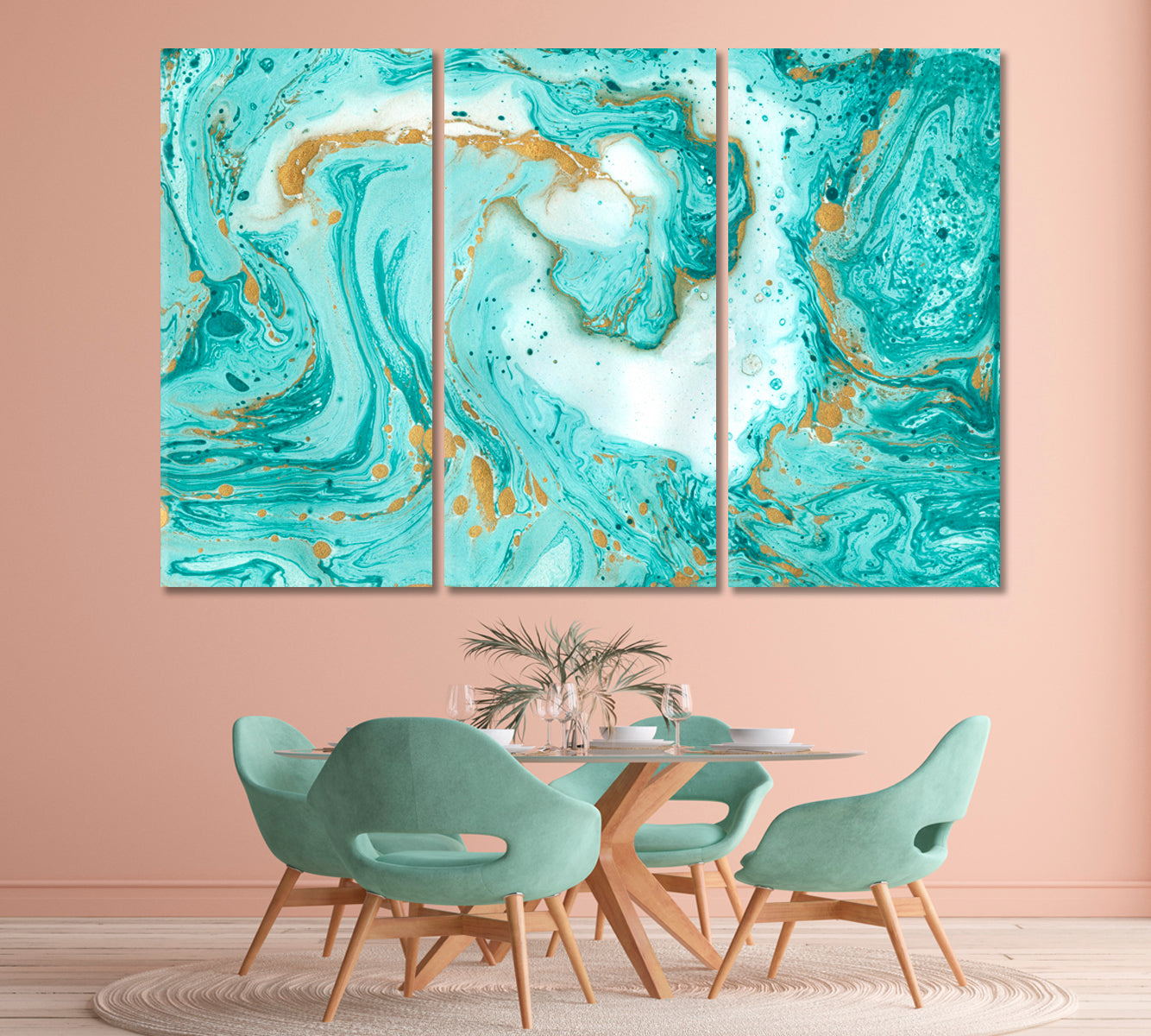 Creative Abstract Liquid Turquoise Pattern Canvas Print-Canvas Print-CetArt-1 Panel-24x16 inches-CetArt