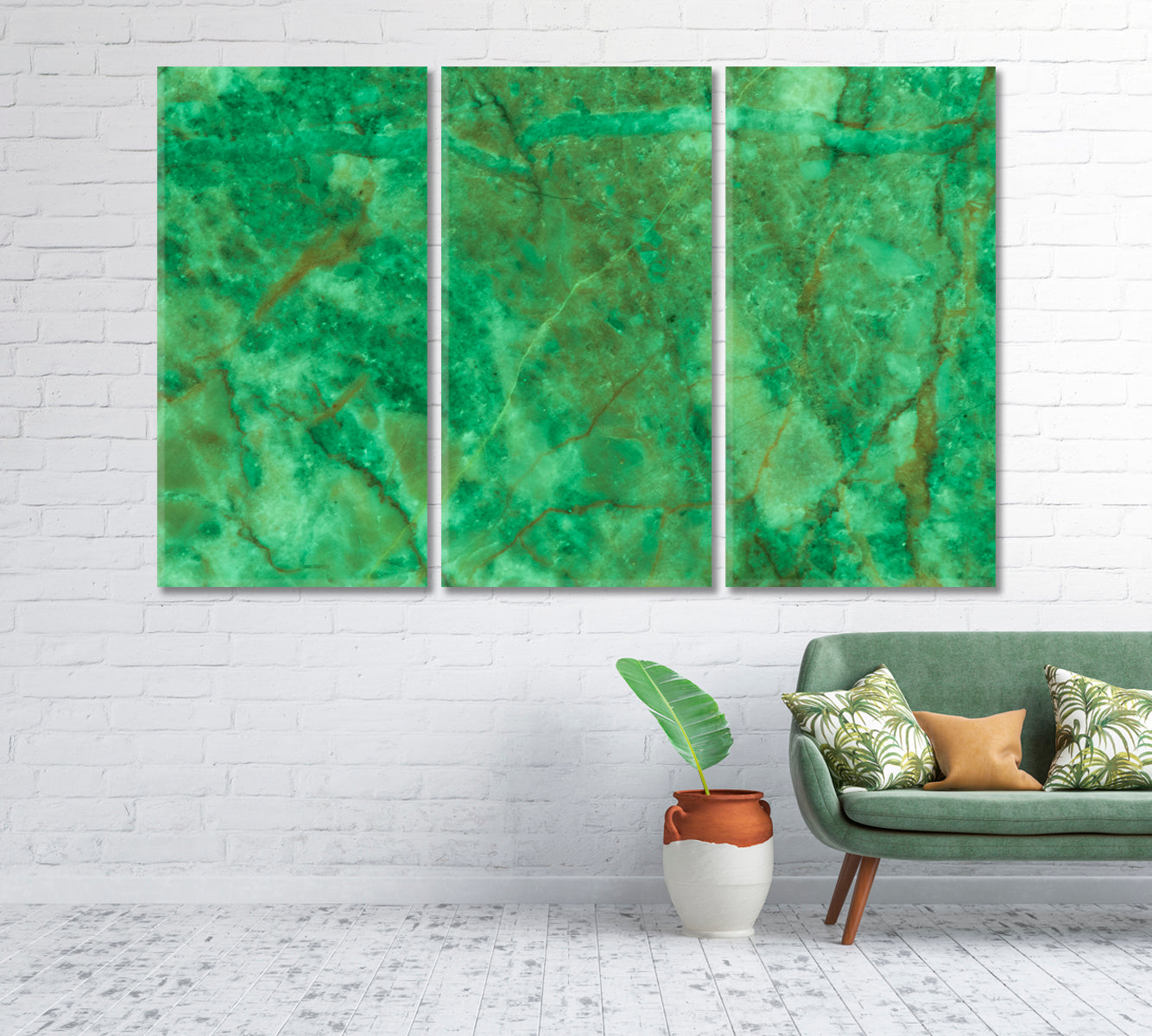 Green Marble Stone Wall Canvas Print-Canvas Print-CetArt-1 Panel-24x16 inches-CetArt