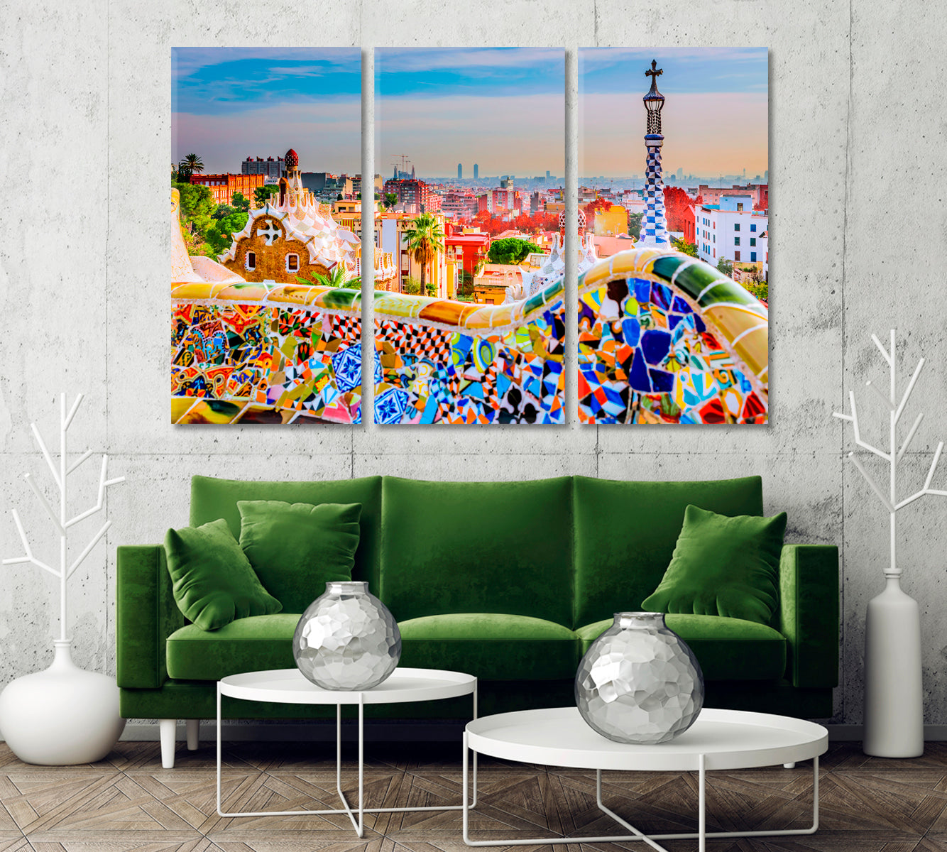 Colorful Park Guell Barcelona Spain Canvas Print-Canvas Print-CetArt-1 Panel-24x16 inches-CetArt