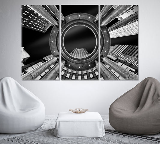 Bottom View of New York City Skyscrapers in Black White Canvas Print-Canvas Print-CetArt-1 Panel-24x16 inches-CetArt