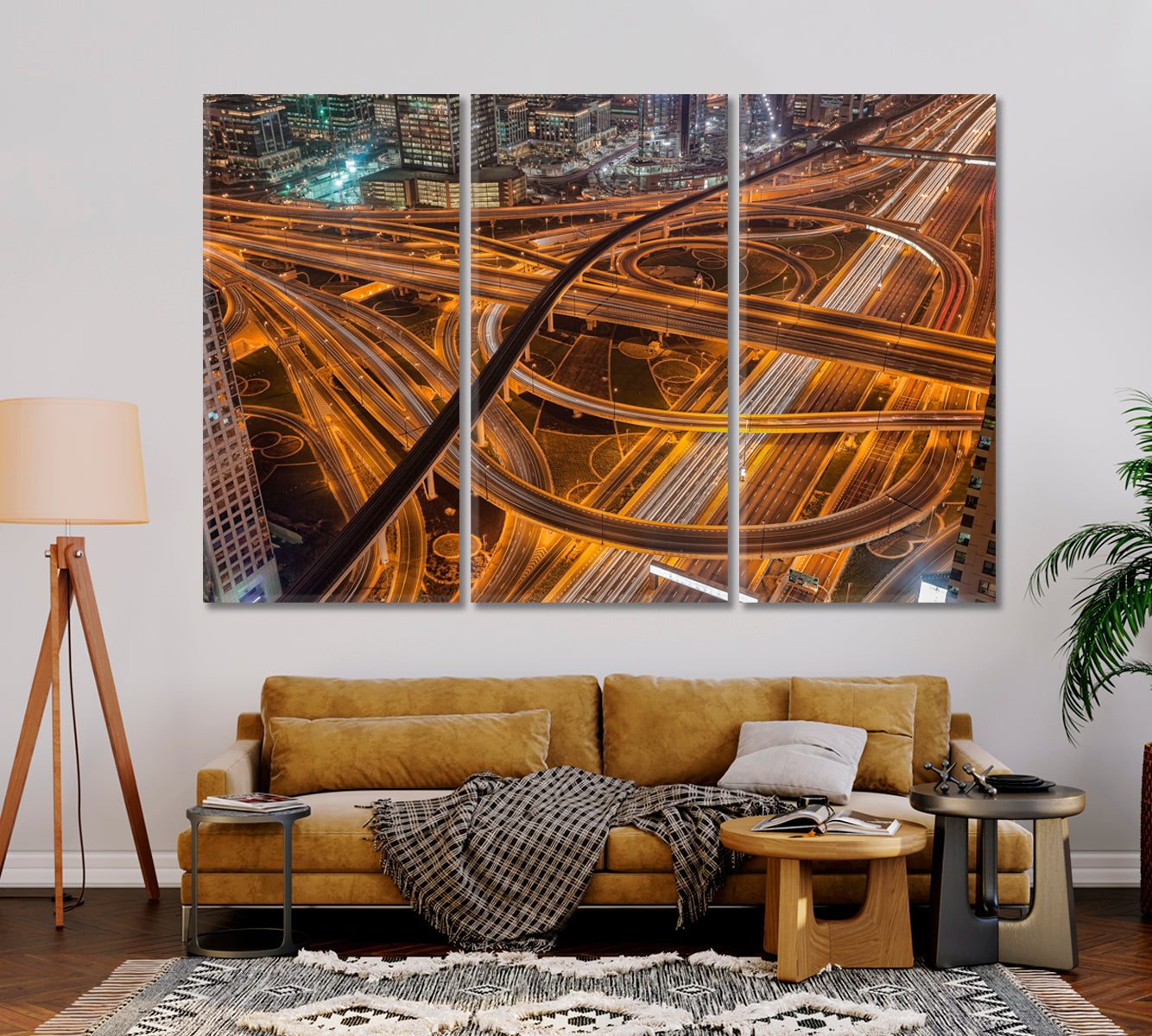 Dubai Night Highway Canvas Print-Canvas Print-CetArt-1 Panel-24x16 inches-CetArt