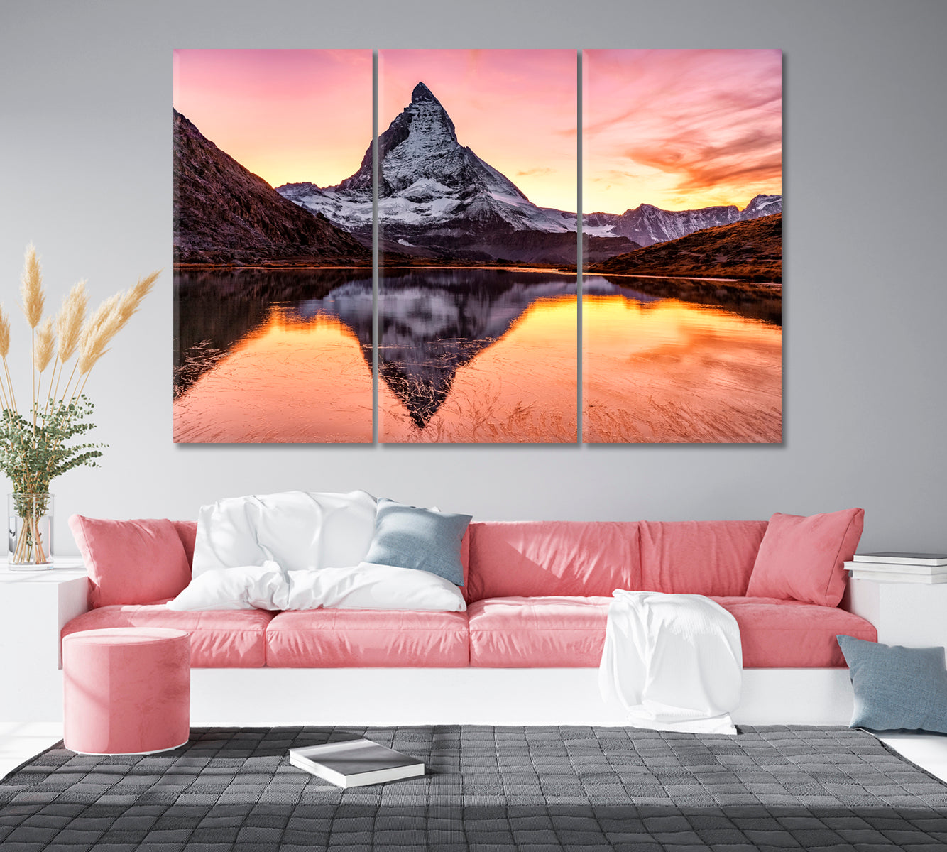 Matterhorn Mountain Peak Reflected in Riffelsee Lake Switzerland Canvas Print-Canvas Print-CetArt-1 Panel-24x16 inches-CetArt