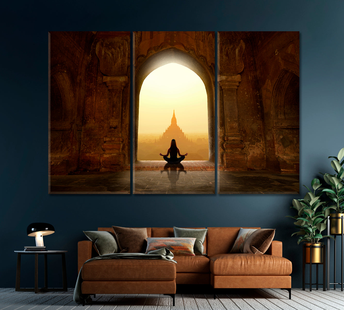 Woman Meditating in Buddhist Temple Canvas Print-Canvas Print-CetArt-1 Panel-24x16 inches-CetArt