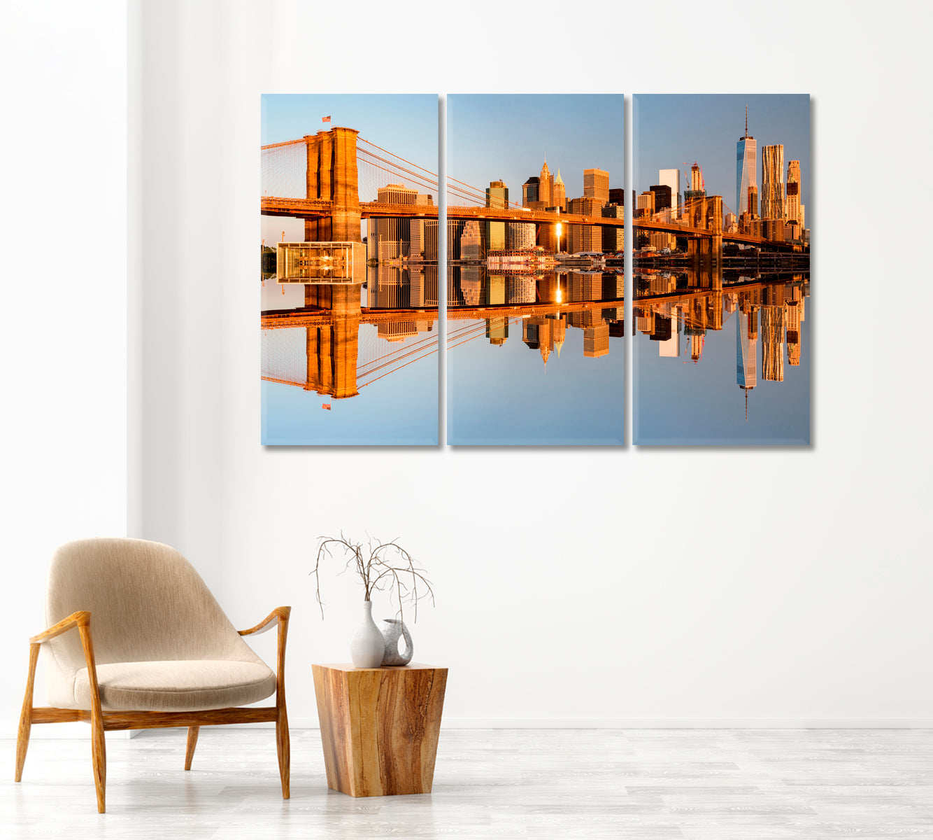 Beautiful Morning VIew Brooklyn Bridge New York City Canvas Print-Canvas Print-CetArt-1 Panel-24x16 inches-CetArt