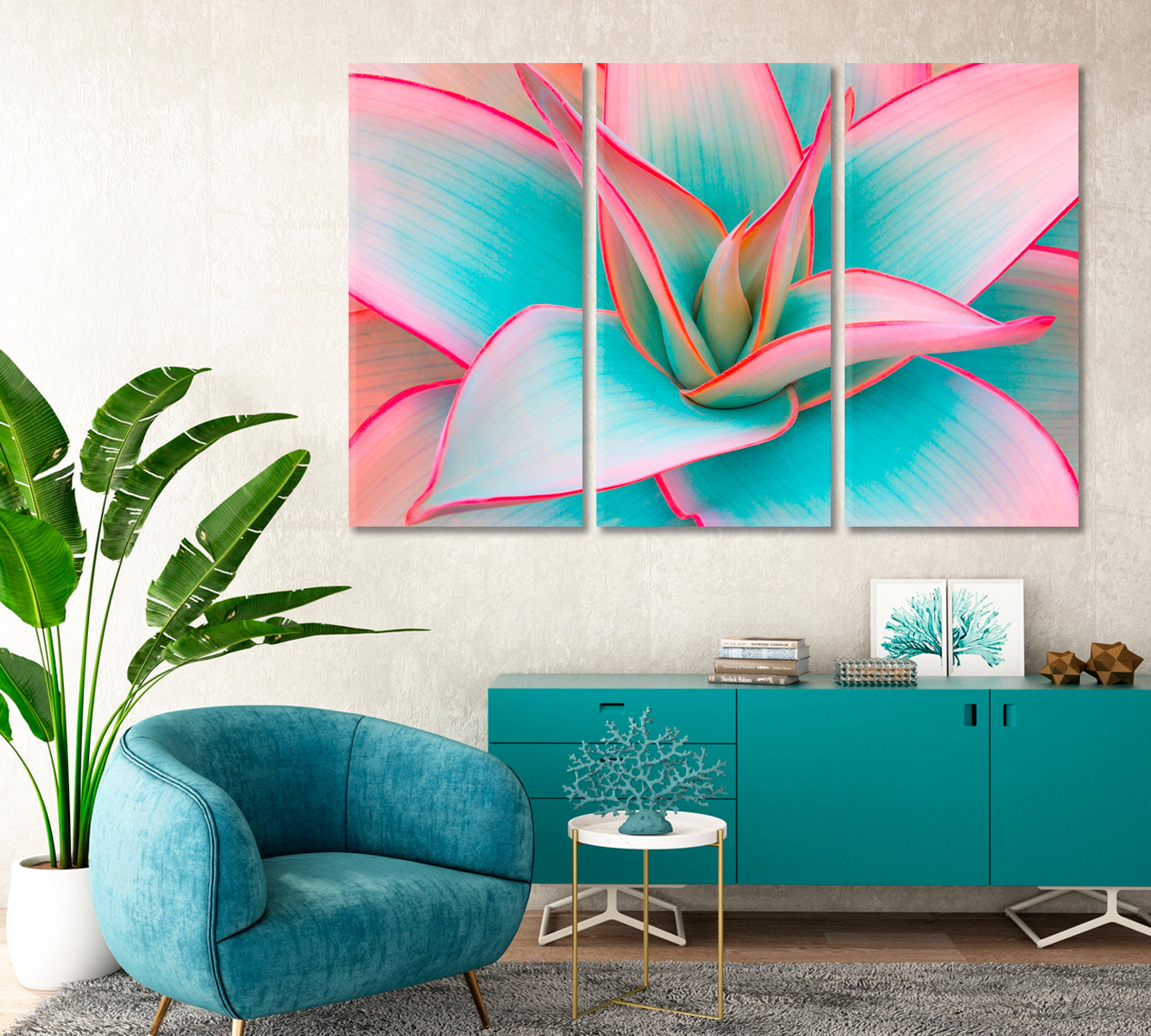 Delicate Pink Agave Leaves Canvas Print-Canvas Print-CetArt-1 Panel-24x16 inches-CetArt