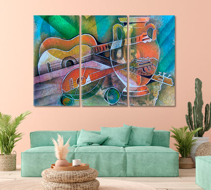 Cubist Style Musical Instruments Canvas Print-Canvas Print-CetArt-1 Panel-24x16 inches-CetArt