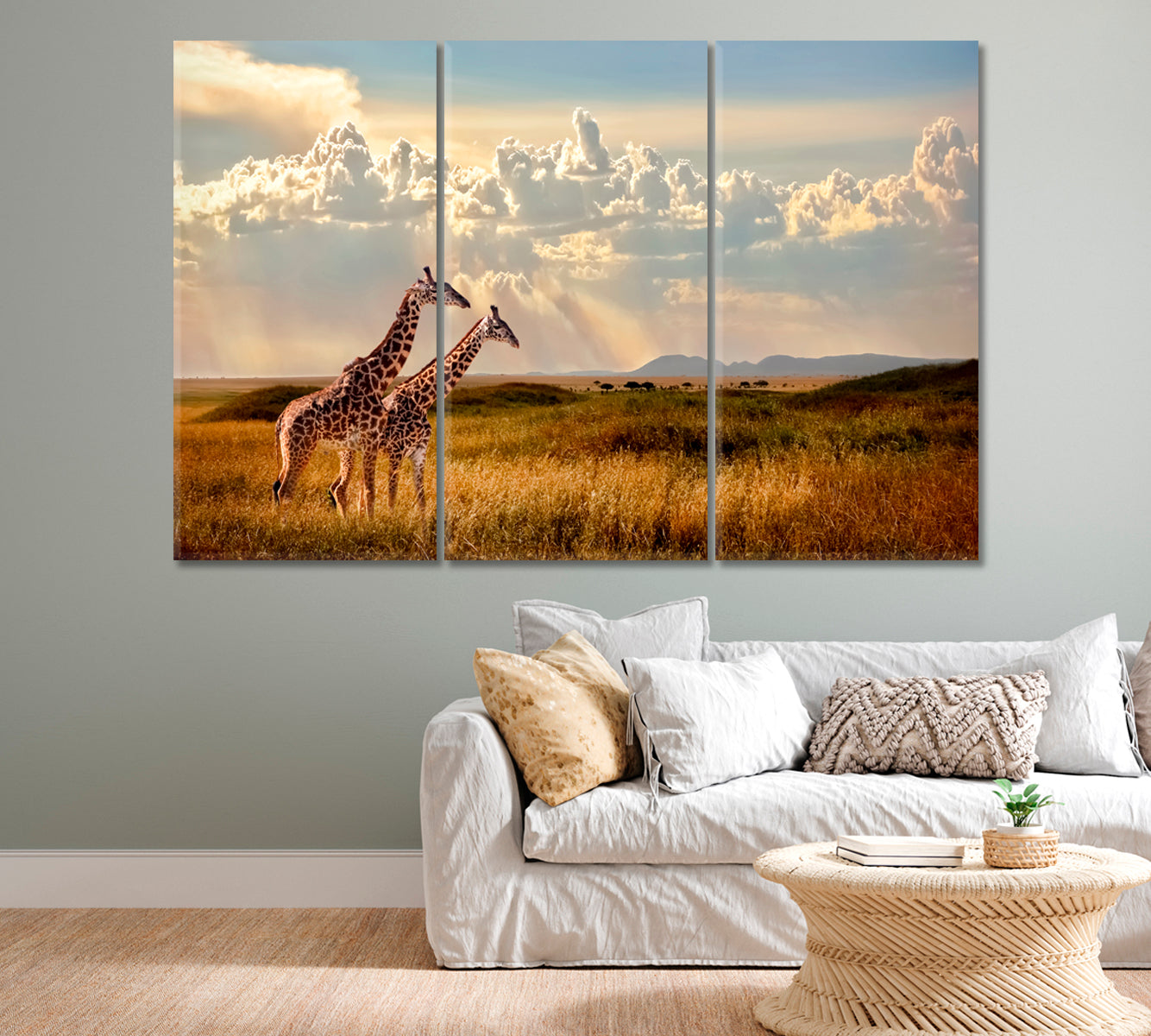 Two Giraffes in Serengeti National Park Africa Canvas Print-Canvas Print-CetArt-1 Panel-24x16 inches-CetArt