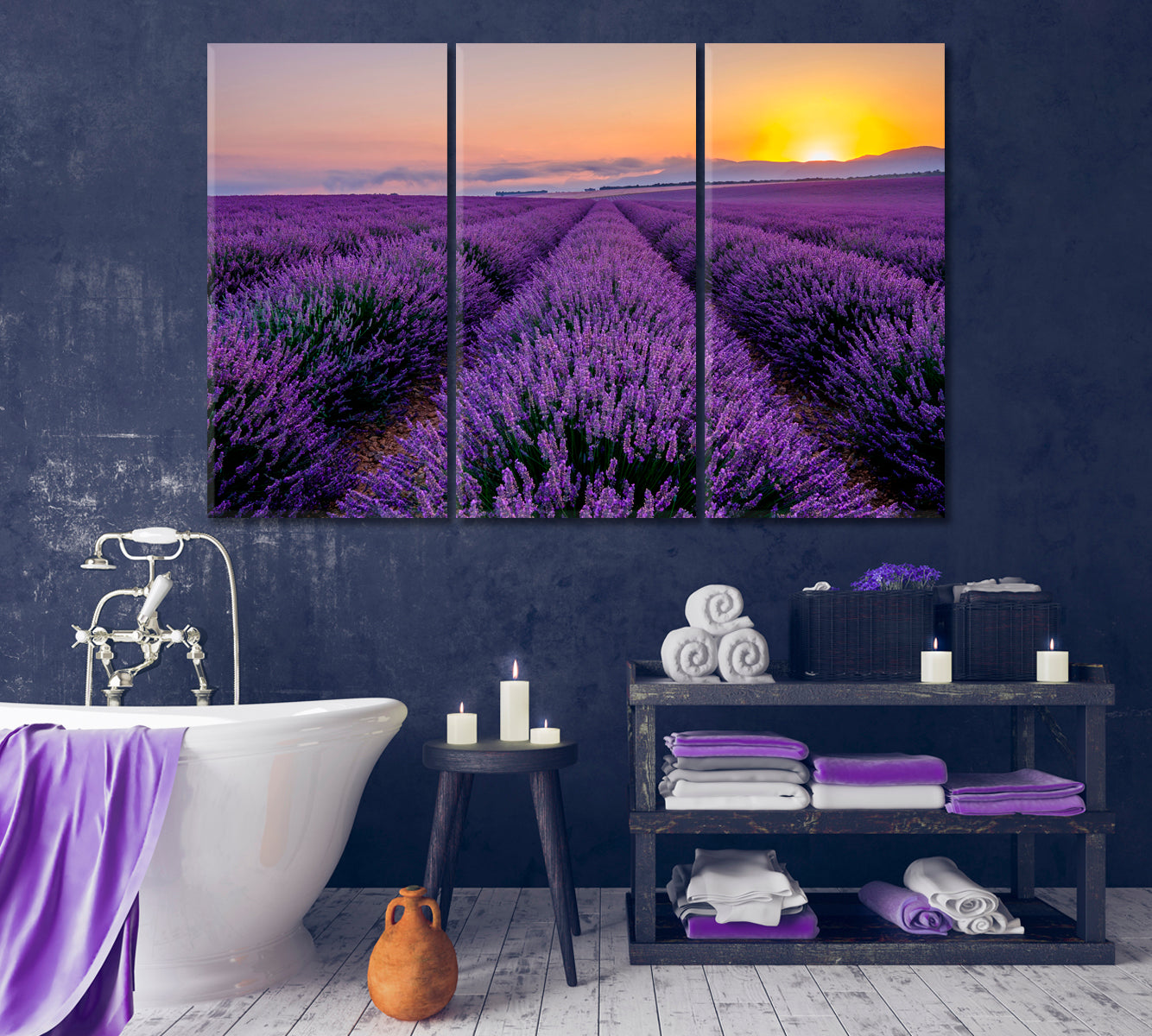 Sunrise in the Lavender Field Canvas Print-Canvas Print-CetArt-1 Panel-24x16 inches-CetArt