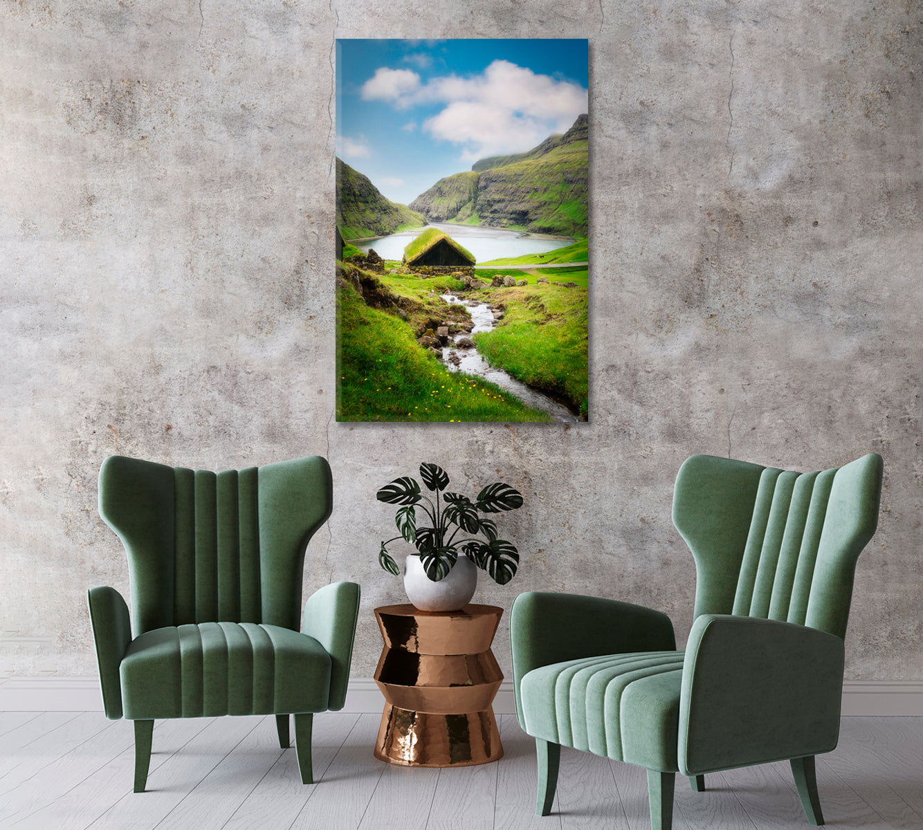 Standing Landscape Saksun Village Faroe Islands Canvas Print-Canvas Print-CetArt-1 panel-16x24 inches-CetArt