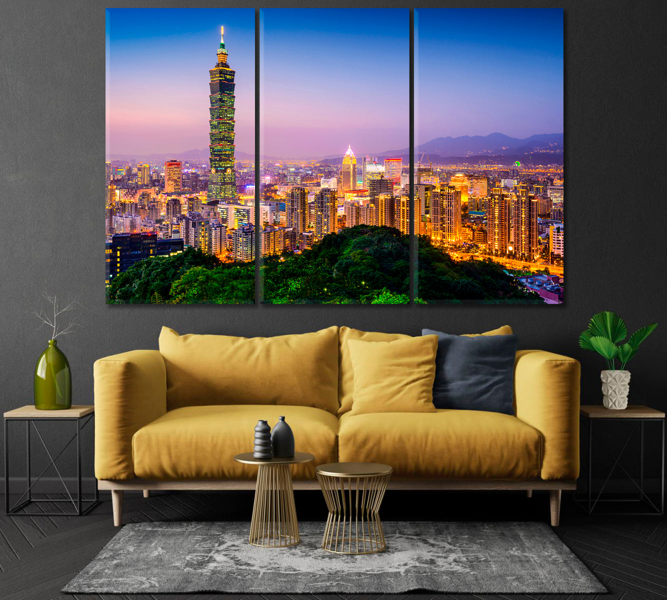 Taipei City at Dusk Taiwan Canvas Print-Canvas Print-CetArt-1 Panel-24x16 inches-CetArt