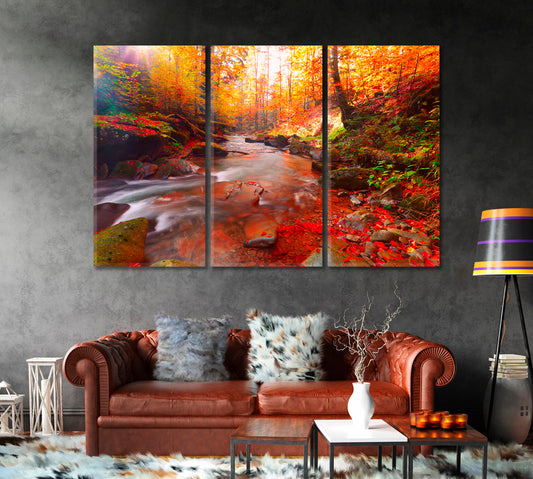 Scenic Autumn Mountain Forest Canvas Print-Canvas Print-CetArt-1 Panel-24x16 inches-CetArt