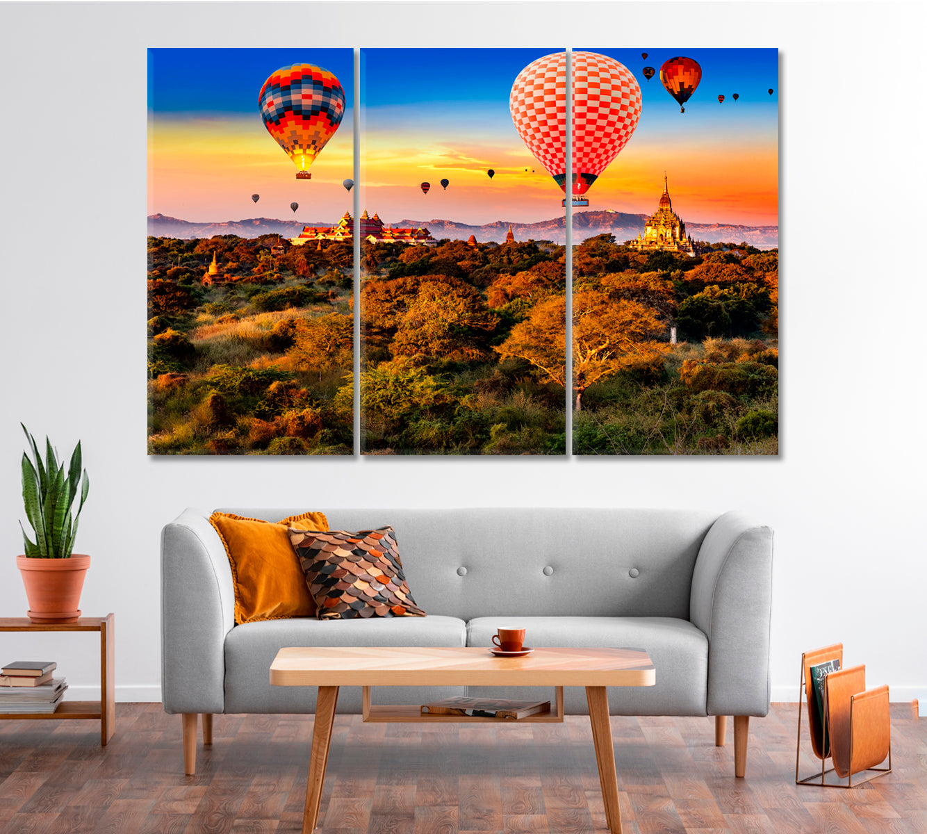 Hot Air Balloons in Dawn over Ananda Temple Bagan Canvas Print-Canvas Print-CetArt-1 Panel-24x16 inches-CetArt