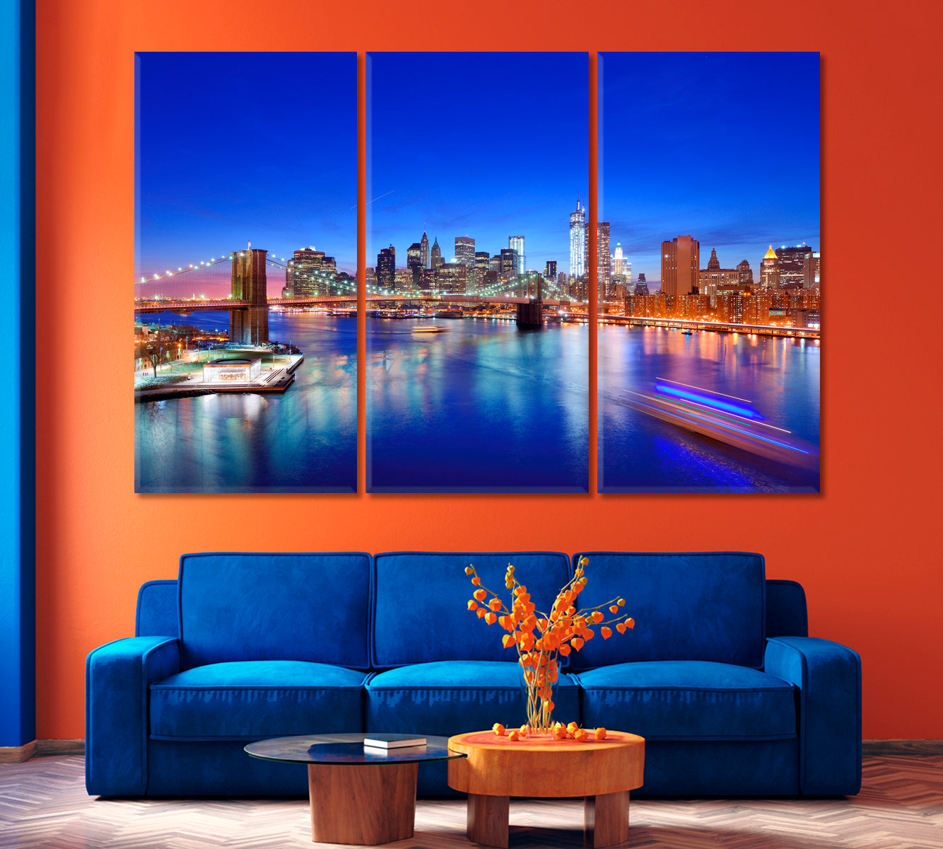 Lower Manhattan from Above the East River in New York Canvas Print-Canvas Print-CetArt-1 Panel-24x16 inches-CetArt