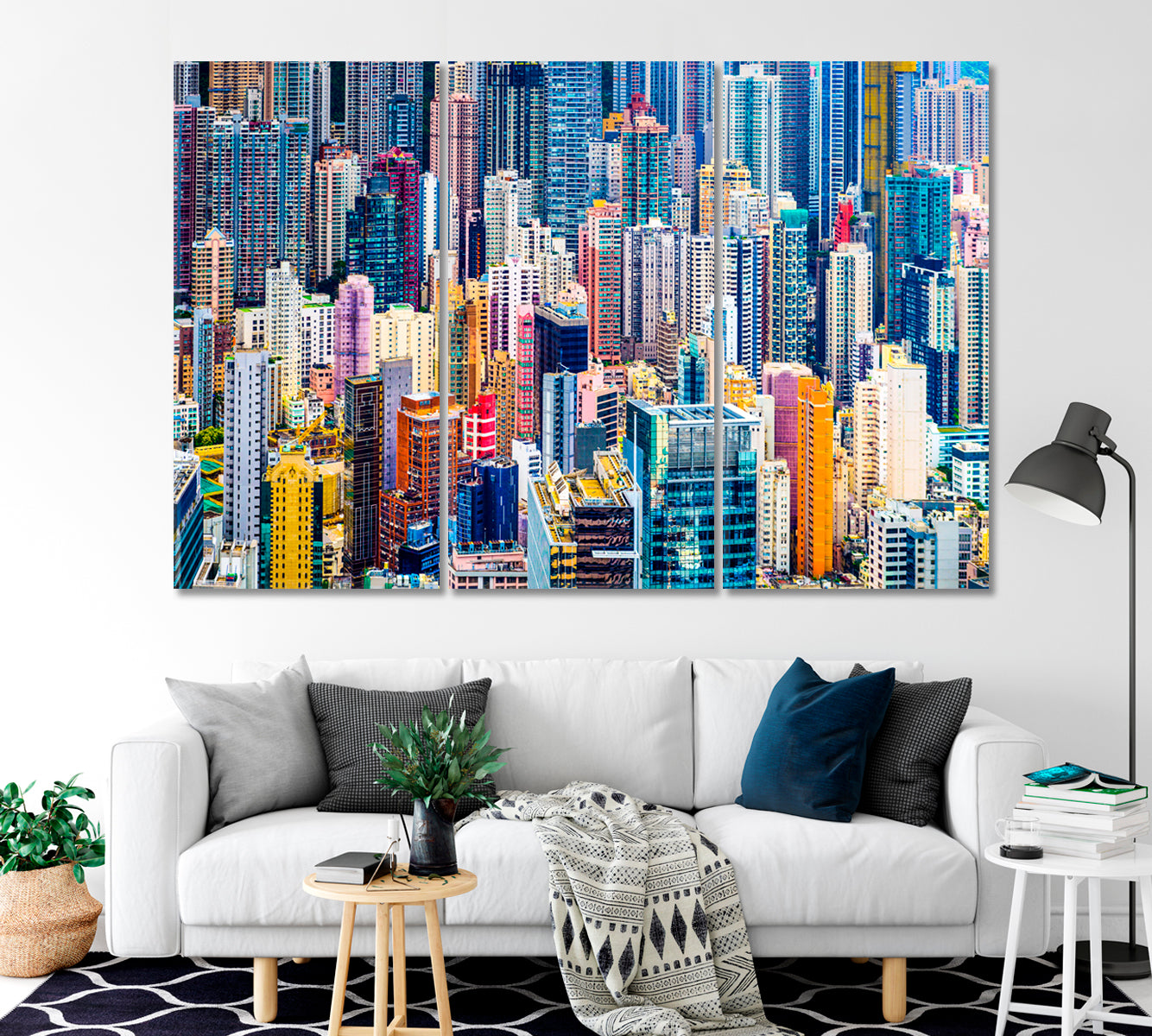 Colorful Hong Kong Skyscrapers Canvas Print-Canvas Print-CetArt-1 Panel-24x16 inches-CetArt