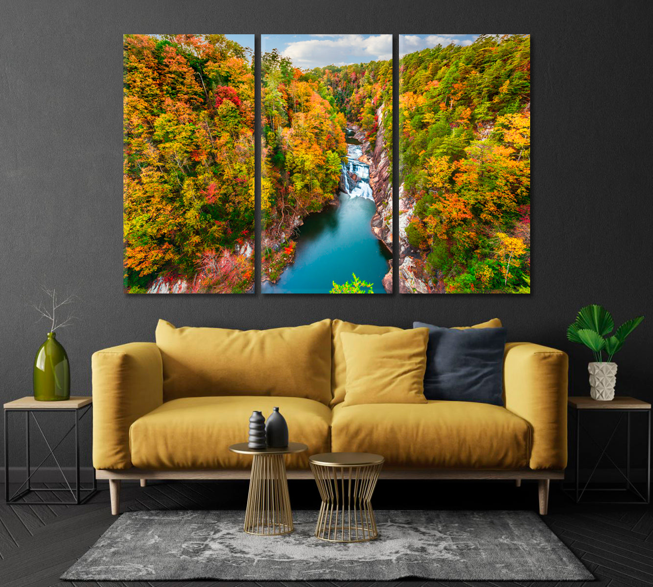 Autumn Landscape with Tallulah Falls Georgia USA Canvas Print-Canvas Print-CetArt-1 Panel-24x16 inches-CetArt