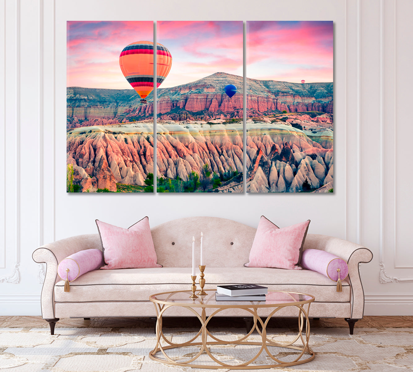 Air Balloons and Valley of Red Roses Cappadocia Canvas Print-Canvas Print-CetArt-1 Panel-24x16 inches-CetArt