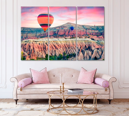 Air Balloons and Valley of Red Roses Cappadocia Canvas Print-Canvas Print-CetArt-1 Panel-24x16 inches-CetArt