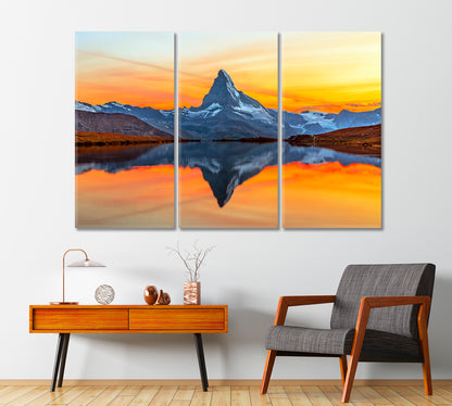 Matterhorn Mountain with Stunning Sunset Switzerland Canvas Print-Canvas Print-CetArt-1 Panel-24x16 inches-CetArt