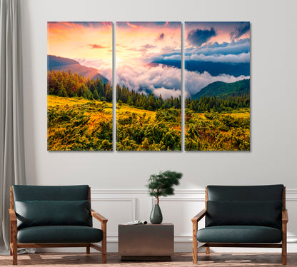 Morning Fog in the Carpathians Ukraine Canvas Print-Canvas Print-CetArt-1 Panel-24x16 inches-CetArt