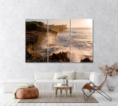 Rocky Сoast With Raging Waves Canvas Print-Canvas Print-CetArt-3 Panels-36x24 inches-CetArt