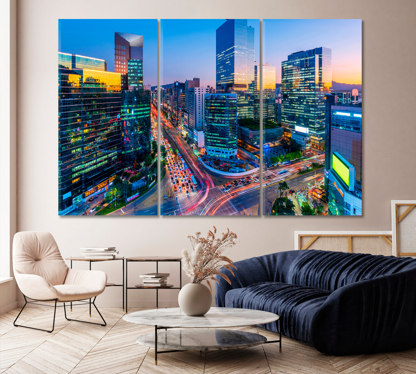 Seoul Skyscrapers at Gangnam Square South Korea Canvas Print-Canvas Print-CetArt-1 Panel-24x16 inches-CetArt